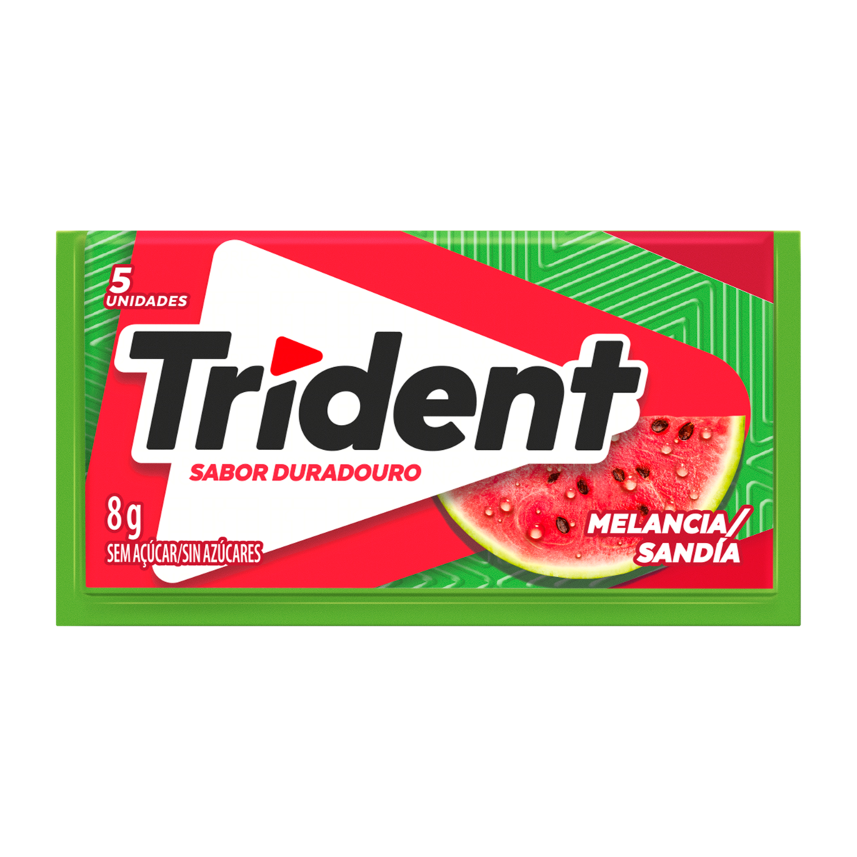 Chiclete Trident Melancia Sem Açúcar 8g - Embalagem com 5 unid.